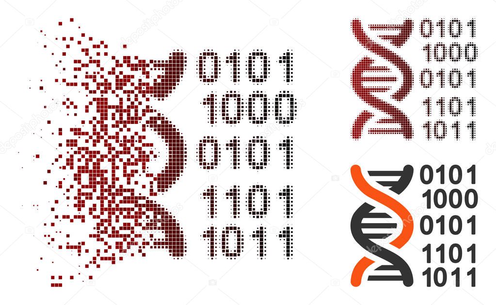 Fragmented Pixel Halftone Genome Code Icon