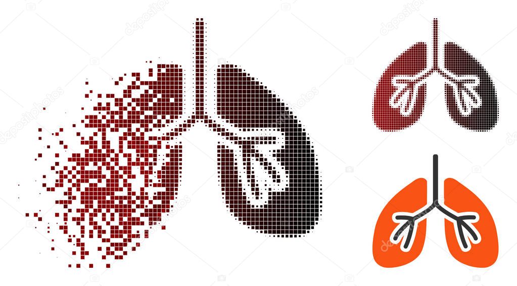 Fractured Pixel Halftone Lungs Icon