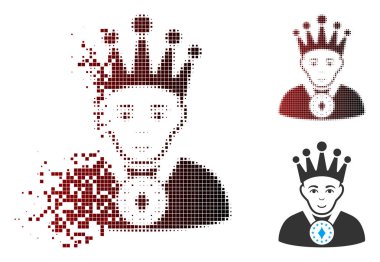 Hasarlı piksel yarı ton Kral simgesi