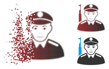 Parçalanmış piksel yarı ton asker simgesi
