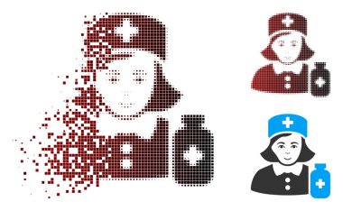 Toz piksel yarı ton eczacı hanım simgesi
