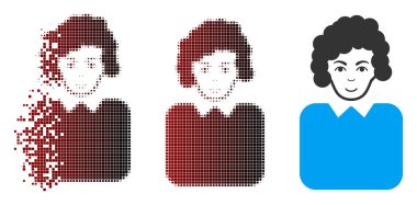 Piksel yarı ton bürokrat Bayan simgesi dağılmakta