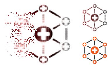 Tahribe piksel yarı ton tıbbi ağ simgesini
