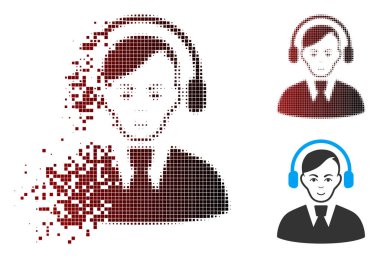 Çözünmüş piksel yarı ton çağrı merkezi operatörü simgesi