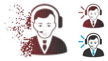 Hareketli piksel yarı ton çağrı merkezi operatörü simgesi