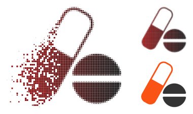 Parçalanmış piksel yarı ton ilaç simgesi