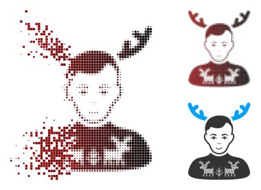 Piksel yarı ton geyikler kazak boynuzlu koca simgesi imha