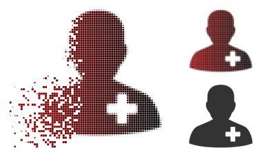 Kaybolan piksel yarı ton tıbbi gönüllü simgesi