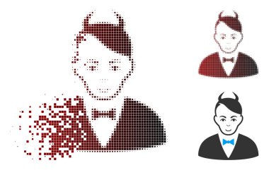 Piksel yarı ton şeytan simgesi dağılmakta