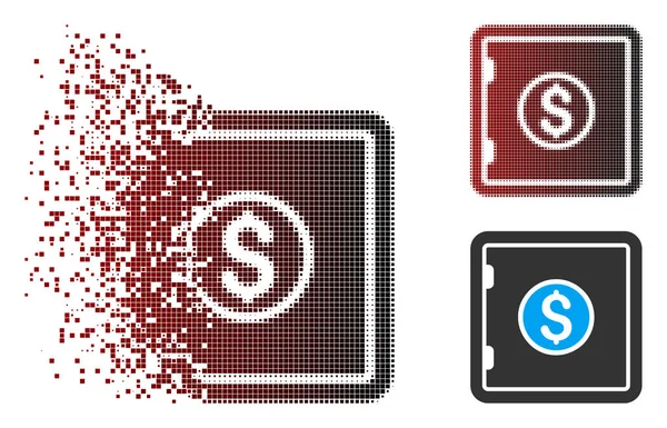 Desintegración Pixel Halftone Banking Icono seguro — Vector de stock