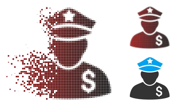 Pixel triturado Halftone Policía Financiera icono — Vector de stock