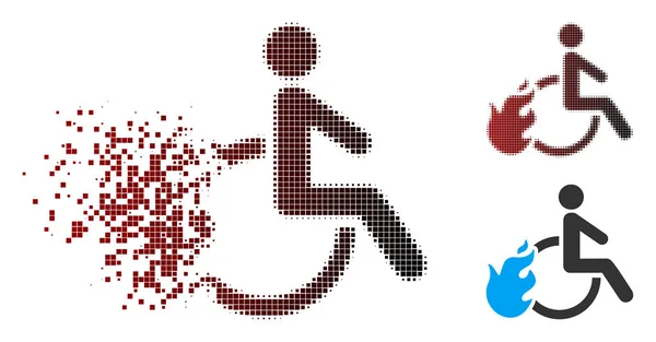 Sparkle Pixel Medio tono despedido persona con discapacidad icono — Vector de stock