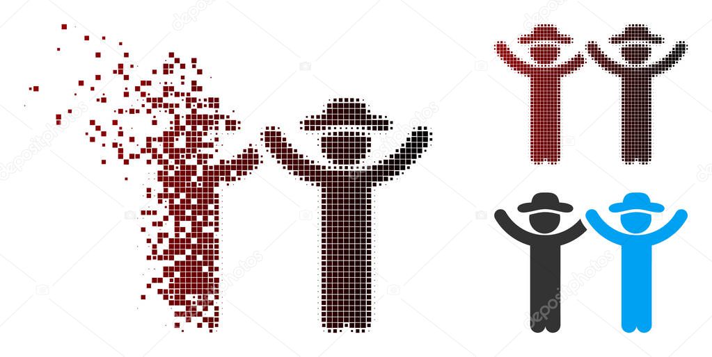Sparkle Pixel Halftone Hands Up Gentlemen Icon