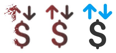 Kırık piksel yarı ton doları hareketleri simgesi