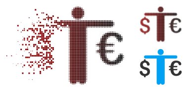 Çözünmüş piksel yarı ton kişi karşılaştırmak Euro dolar simgesi