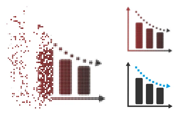 Ícone de tendência negativa do meio-tom do pixel decomposto —  Vetores de Stock