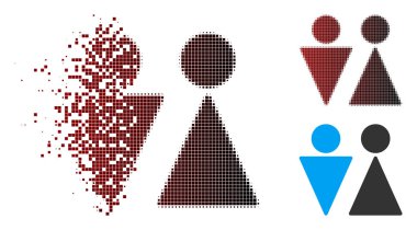 Hasarlı piksel yarı ton Wc kişi simgesi