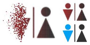 Hareketli piksel yarı ton Wc kişi simgesi