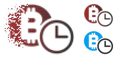 Rendelenmiş piksel noktalı resim Bitcoin kredi saat simgesi