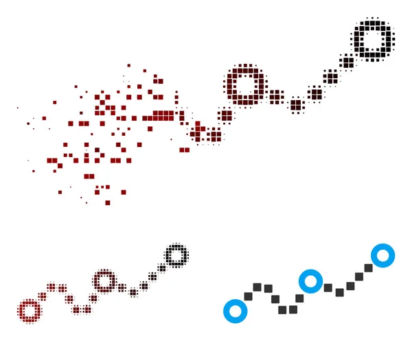 Oldott Pixel félárnyék pontozott Chart ikon — Stock Vector