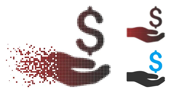 Desapareciendo Pixel Halftone Dinero Icono de Donación — Vector de stock