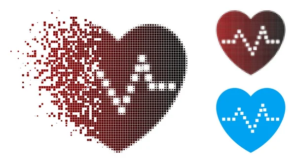 Sparkle Pixel Icono de pulso cardíaco de medio tono — Archivo Imágenes Vectoriales