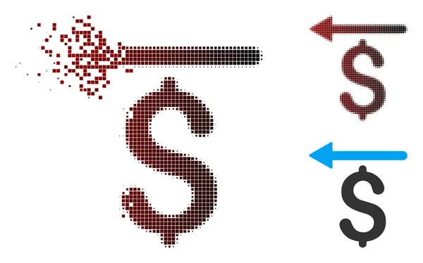 Pixel fragmenté demi-teinte Icône Moneyback — Image vectorielle