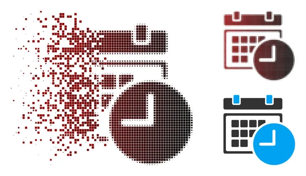 Polvo Pixel Semitono Fecha y hora Icono — Vector de stock