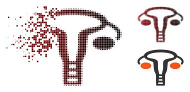 Hasarlı piksel yarı ton rahim simgesi