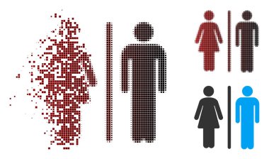 Kırık piksel yarı ton Wc kişi simgesi