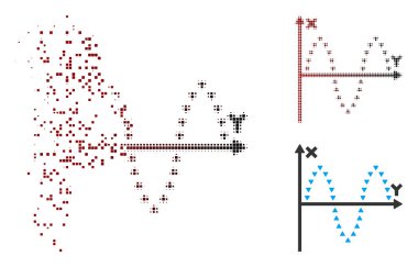 Piksel yarı ton dağılmakta noktalı Sinusoid Arsa simgesi