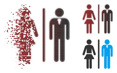 Toz piksel yarı ton tuvalet kişi simgesi