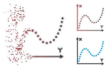 Vektör noktalı çizim simgesini ışıltı, pixelated yarı ton ve hasarsız tüm türevleri. Dağılma efekti kullanan kare parçacıklar ve siyah kırmızı üzerinden Yatay Gradyan.