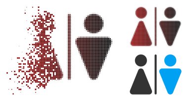 Kırık piksel yarı ton Wc kişi simgesi