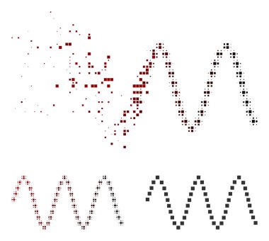 Rendelenmiş piksel noktalı resim Sinusoid dalgalar simgesi