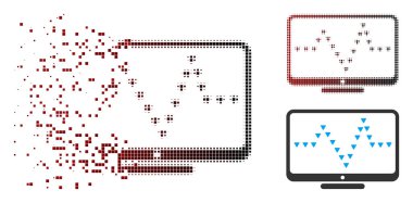 Nabız simgesi noktalı parçalanmış piksel yarı tonlu monitör