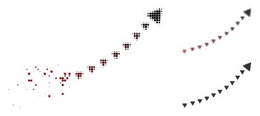 Kırık piksel yarı ton büyüme trendi simgesi noktalı
