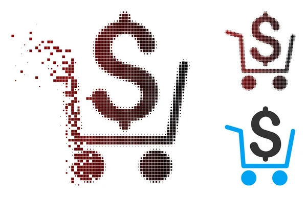 Destruído Pixel meio-tom dinheiro fora ícone —  Vetores de Stock