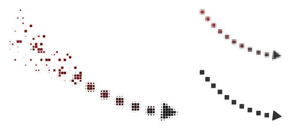 Ícone de tendência de declínio pontilhado de meio tom de pixel disperso —  Vetores de Stock