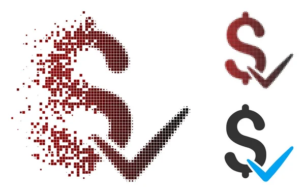 Staub Pixel halbwegs akzeptieren Geld-Symbol — Stockvektor