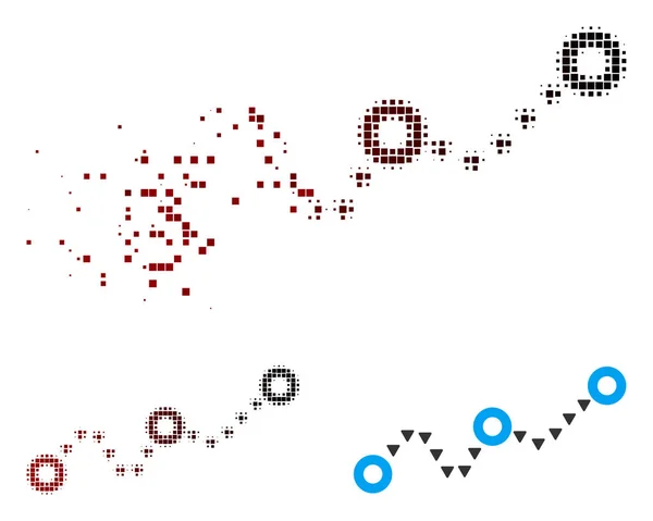 Fragmenterade Pixel halvton prickade diagram ikon — Stock vektor