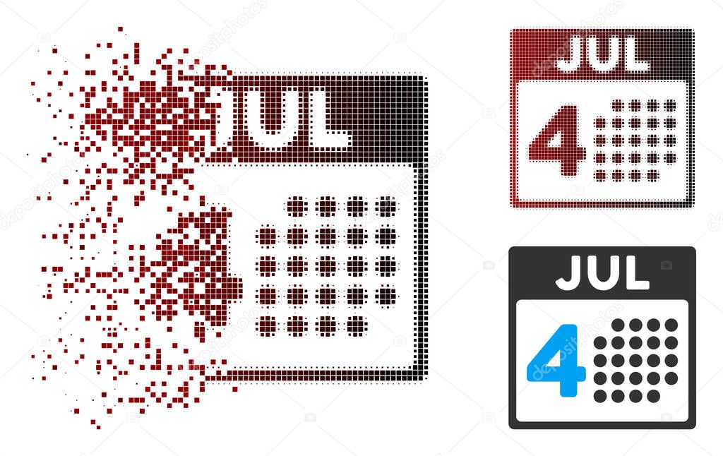 Fragmented Pixel Halftone Independence Day Icon
