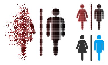 Parçalanmış piksel yarı ton Wc kişi simgesi