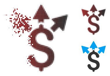 Kırık piksel yarı ton Split ödeme simgesi