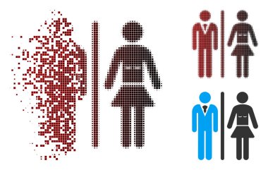 Hareketli piksel yarı ton tuvalet kişi simgesi