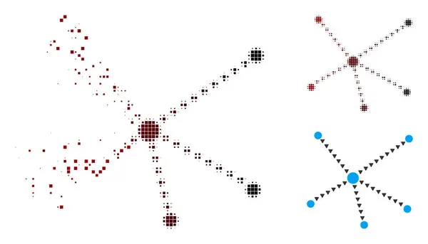 Gebrochene Pixelhalbton gepunktete Beziehungen Symbol — Stockvektor