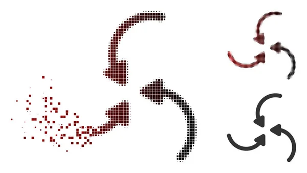 Prachu Pixel polotónů Vortex šipky ikona — Stockový vektor
