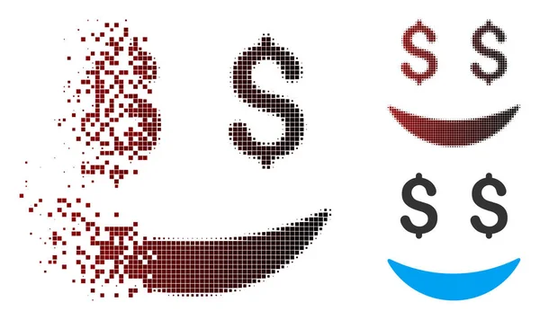 Rozłożona piksela rastra biznesmen uśmiech ikona — Wektor stockowy