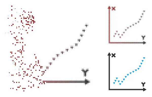 Ontbinding van de Pixel Halftone bezaaid functie Plot pictogram — Stockvector