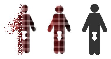 Hasarlı piksel yarı ton erkek iktidarsızlık simgesi